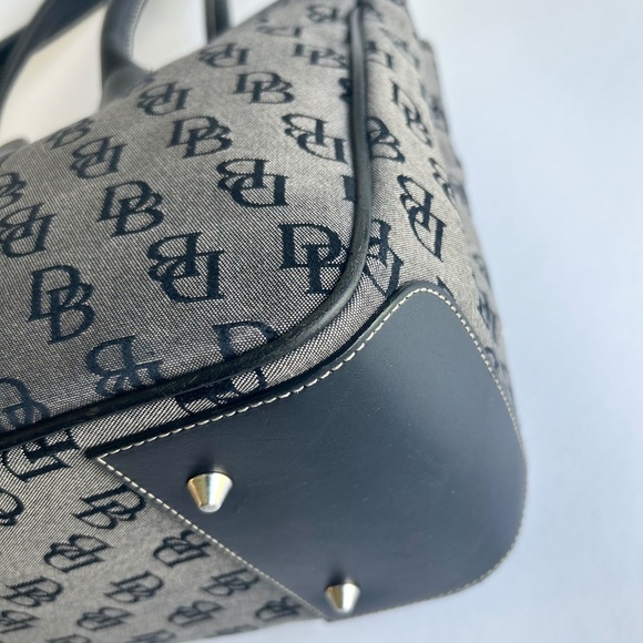 Dooney & Bourke Grey Black Canvas Leather Tote Shoulder Bag - Picture 7 of 14